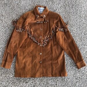 Women's Brown Leather Jacket with Fringe